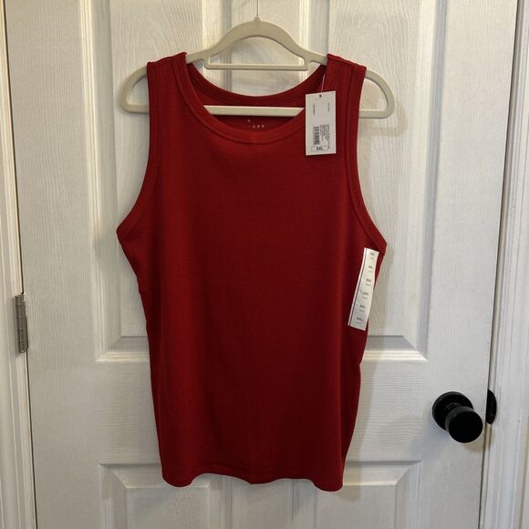 NWT A New Day Women’s Ribbed High Neck Tank Top Dark Red Size 2XL - Picture 1 of 15
